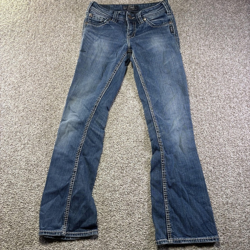 Silver Jeans Co Suki Surplus Jeans Womens 25x30 Blue Bootcut Embroidered Denim - Picture 3 of 11